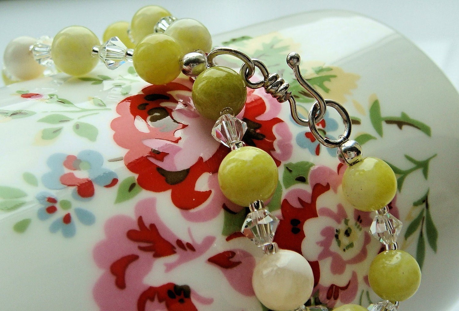 Yellow Gemstone Bracelet, Solid Sterling Silver, Lemon Jade CRYSTALLIZED Swarovski Elements,  Accessories Gift Jewellery, Free UK Delivery