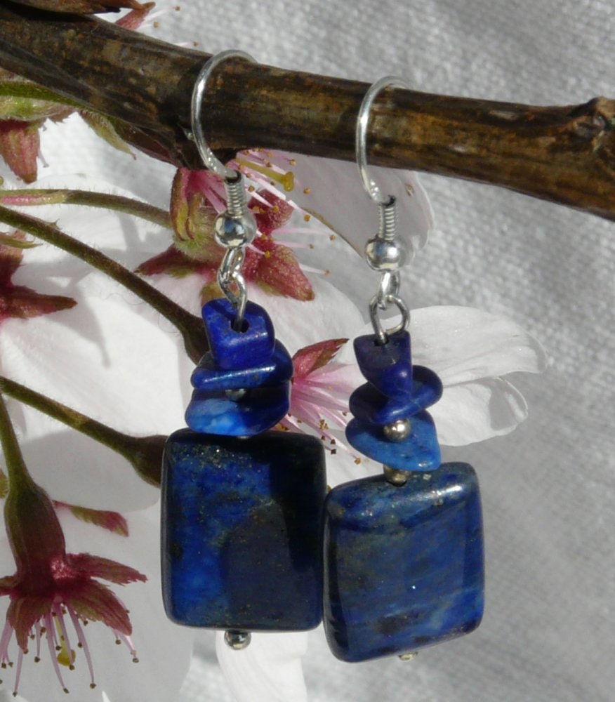 Lapis Lazuli Dangle Earrings Free Worldwide Shipping