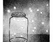 Hand Printed Firefly Jar 5x7 Intaglio Print