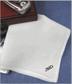 Mens Monogrammed Handkerchiefs Pure Linen Set of 2 by cre8ivgifts