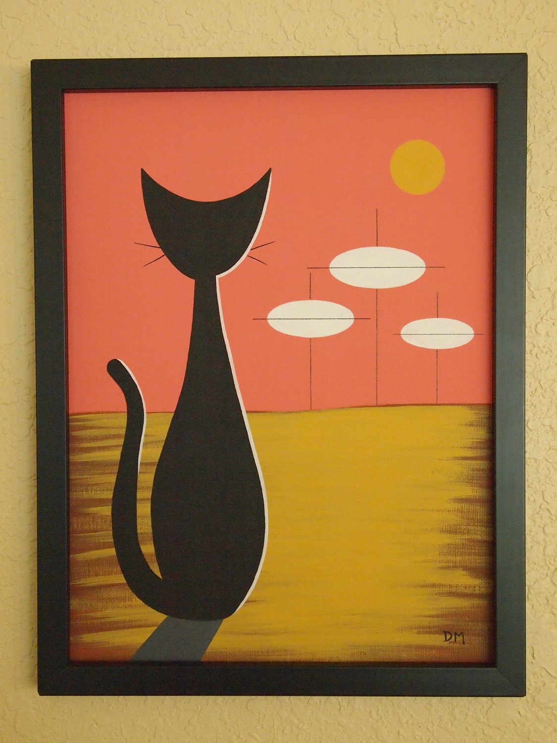 9 X 12 Original Painting, Mid Century Modern