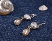 Elegant White Pearl Dangle Earrings - Fresh Water Pearl OOAK Jewelry
