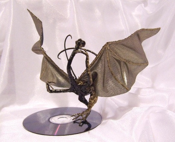 Dragon Art Doll: Disco Dancing Black & Gold Dragon