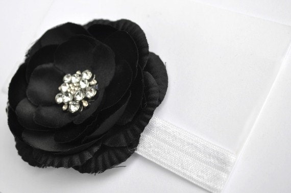 Black Flower Headband - Newborn Headband - Shabby Black Flower - Baby Photo Prop