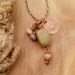 Yoga necklace - lotus flower charm with green jade, moonstone and fancy jasper gemstone