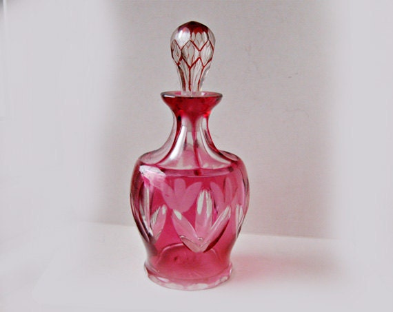Antique Art Deco / Nouveau Cranberry glass perfume bottle