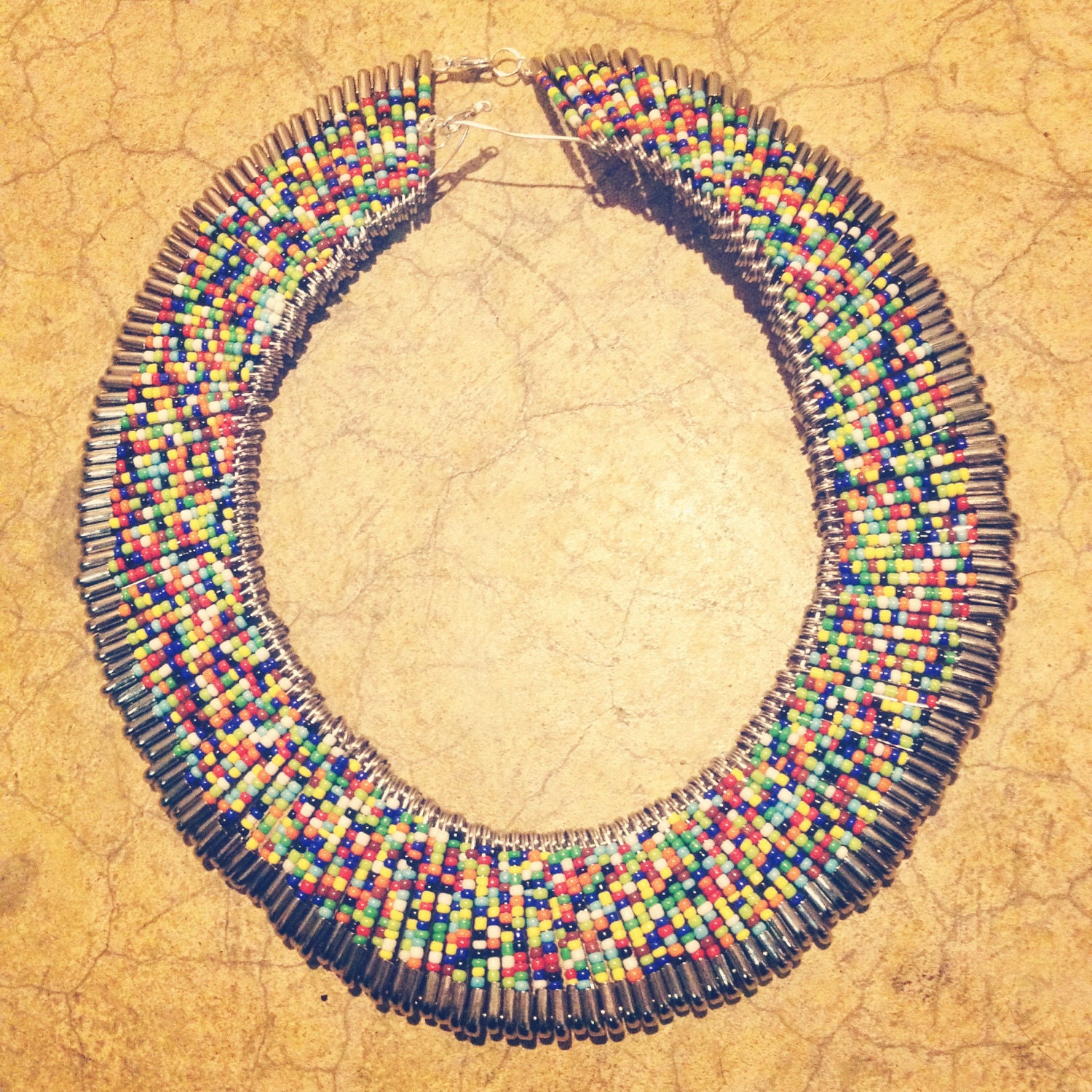 Beaded Safety Pin Necklace/Collar