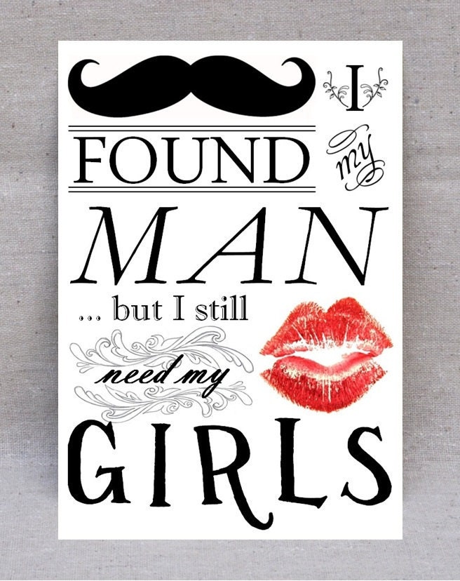 6 PIECE SET Bridesmaid Card, Will You Be My Bridesmaid, I Found My Man But I Still Need My Girls, Moustache and Lips Wedding Party