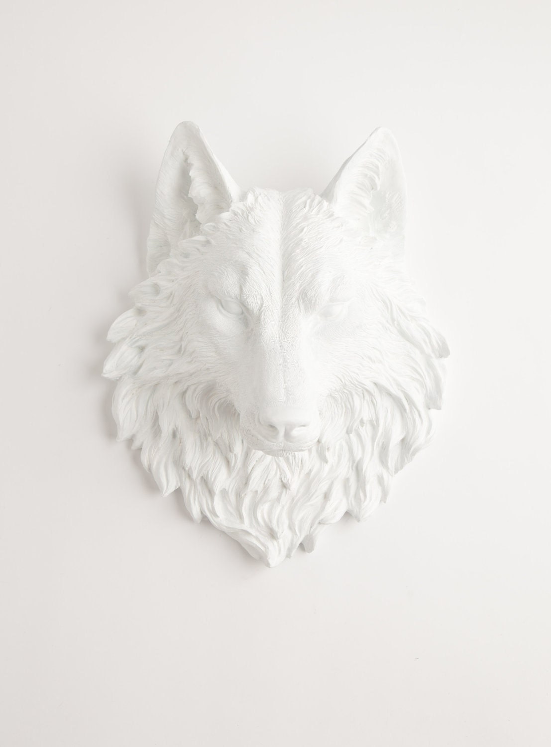 RESERVED for Corrie - The Lincoln - Antique White Resin Wolf Head- Resin White Faux Taxidermy- Chic & Trendy