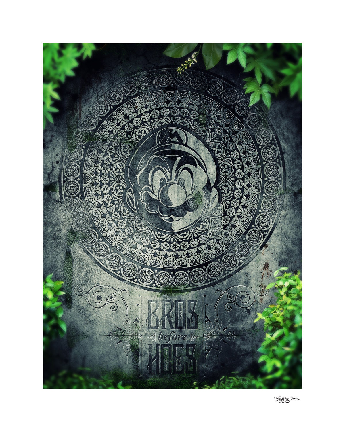 Super Mario Bros. Nintendo Digital Art. Bros Before Hoes - signed museum quality giclée fine art print 16" x 20"