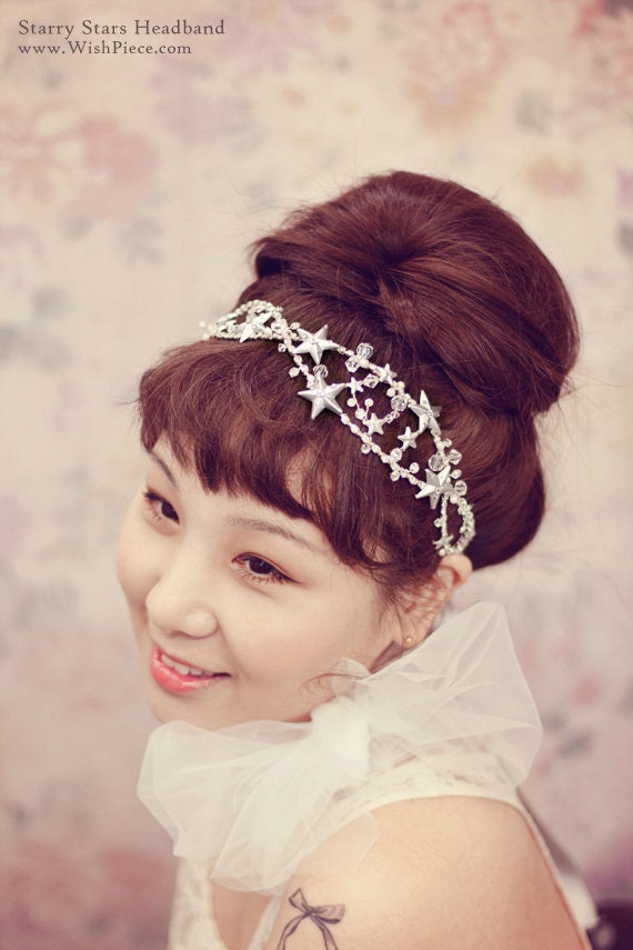 SS103CR - Wedding Hair Accessories, Bridal Headband, Stars and Crystals Bridal Headpiece,  Hairband