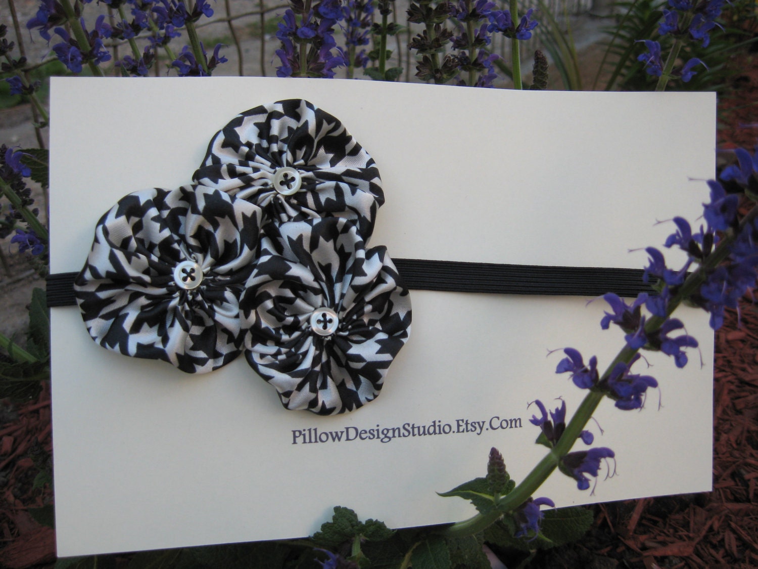 Houndstooth headband -- black and white houndstooth head band for girls, women -- free gift wrapping