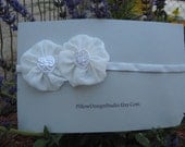 Flower girl headband -- white heart head band for wedding, First Communion