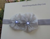 Flower girl headband silver, purple -- Silver and purple rhinestone head band for wedding flower girls