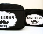 Mens Accesories, Personalized Tote Bag, Gift for Dad or Step Father, Mens Black Mustache Custom Designed Toiletry Bag
