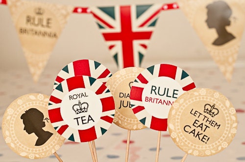 INSTANT DOWNLOAD Printable British Royal Cupcake Toppers Il_570xn