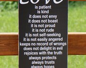 Love Is Patient-  Valentine's Day 1 Corinthians 13:4-8 Christian Bible Subway Typography Art Wooden Sign Wedding