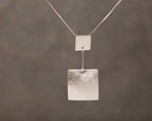 Sterling Silver Jewelry, Square Brushed Silver Necklace, Silver Necklace, Matte Necklace,Silver Jewelry, Fine Jewelry