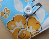 Basic Bifold Wallet - Sky Blue, Lemon Yellow and White Macro Floral Print