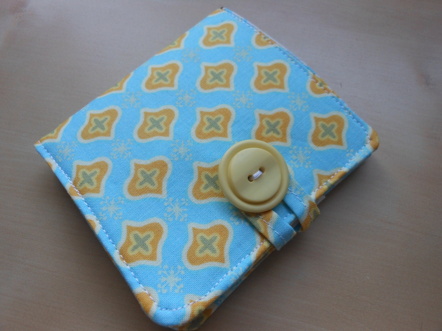 Basic Bifold Wallet - Sky Blue and Lemon Yellow Tile Print