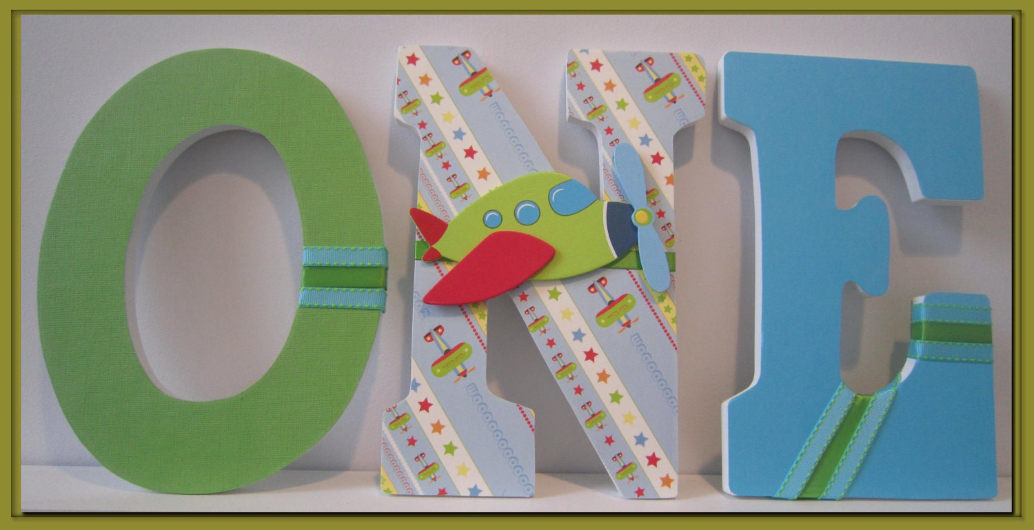 Boys Birthday Number Prop. ONE. Airplane. Blue. Green. 1st Birthday. One. First Birthday. Photo Prop.