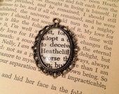 Heathcliff Emily Bronte Wuthering Heights Antiqued Bronze Book Page Literature Necklace