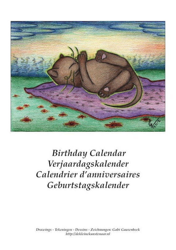 Cat Birthday Calendar - with unique drawings (4 language)