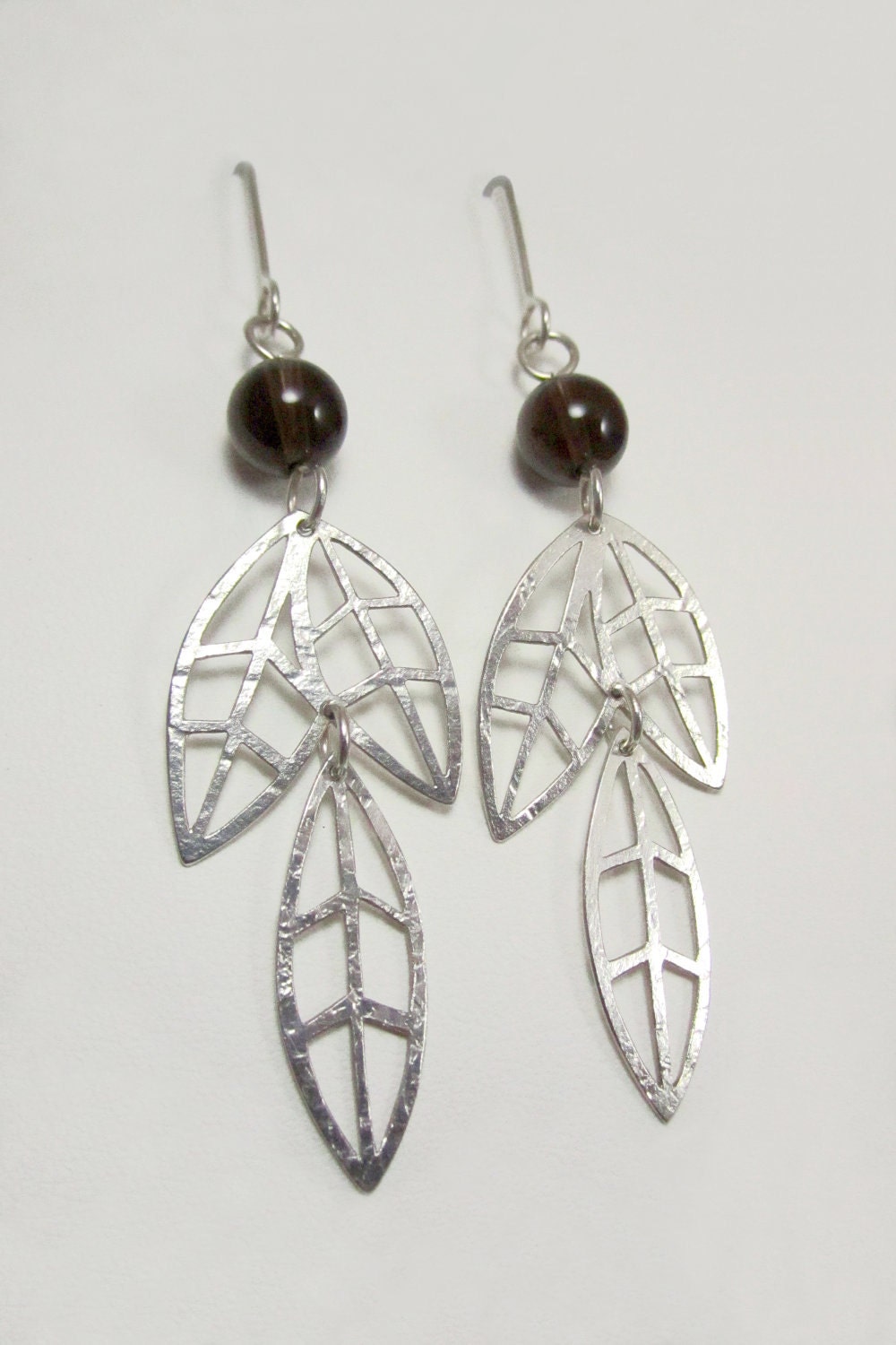 Sterling silver leaves with stone