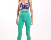 Light Green Leggings High Waist Cut