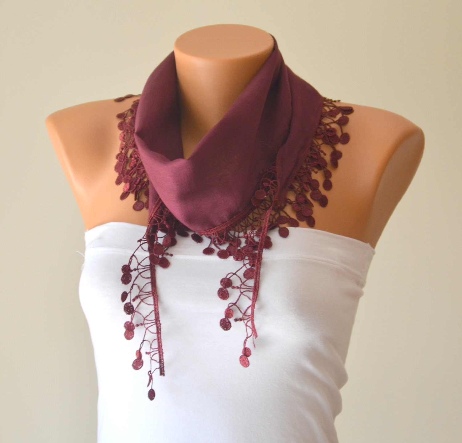 Burgundy cotton scarf headband necklace headband bandana women scarves summer trend mother's day gifts birthday gifts