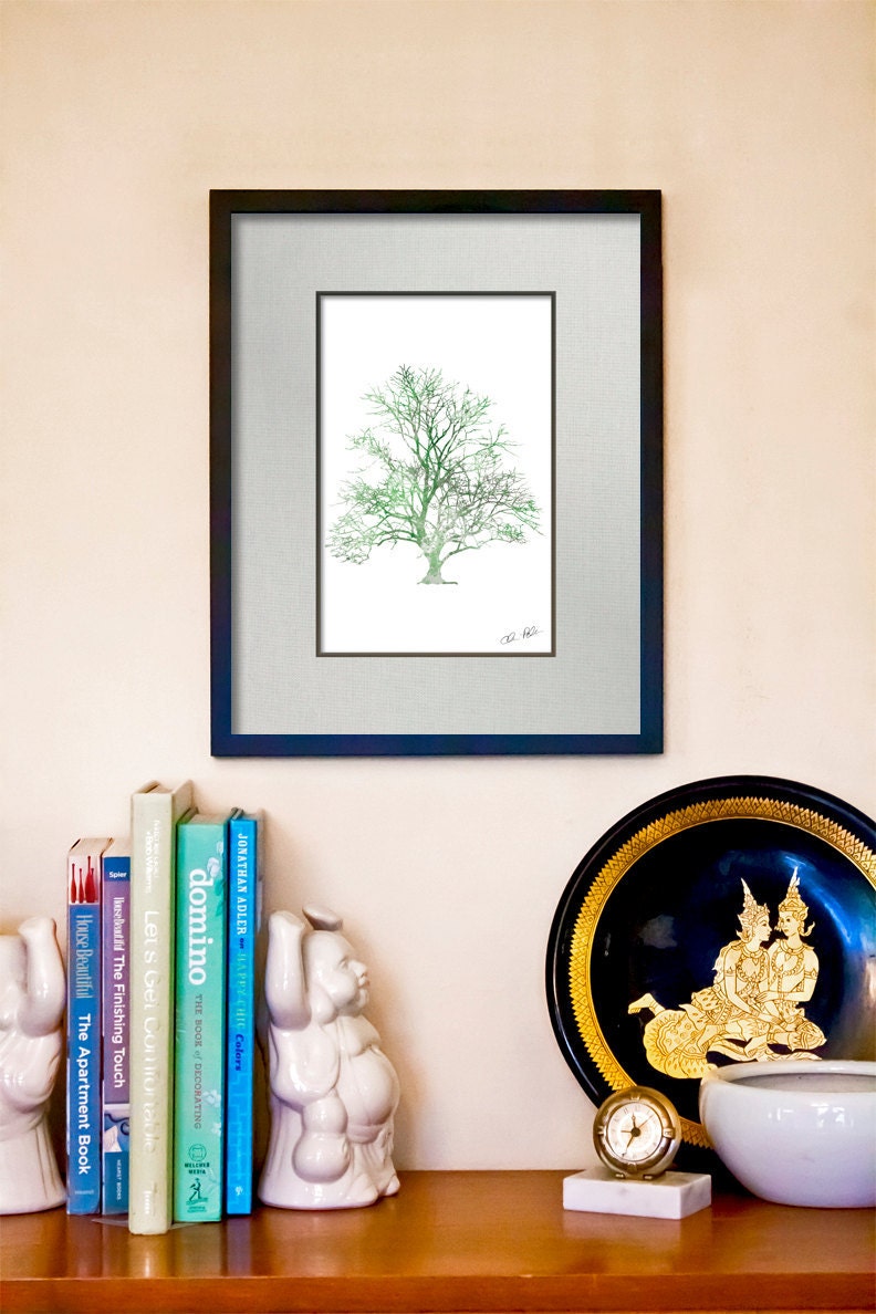 Ink and Paint Textured Live Oak Tree Fine Art Print - 11x14 Giclée Art Poster