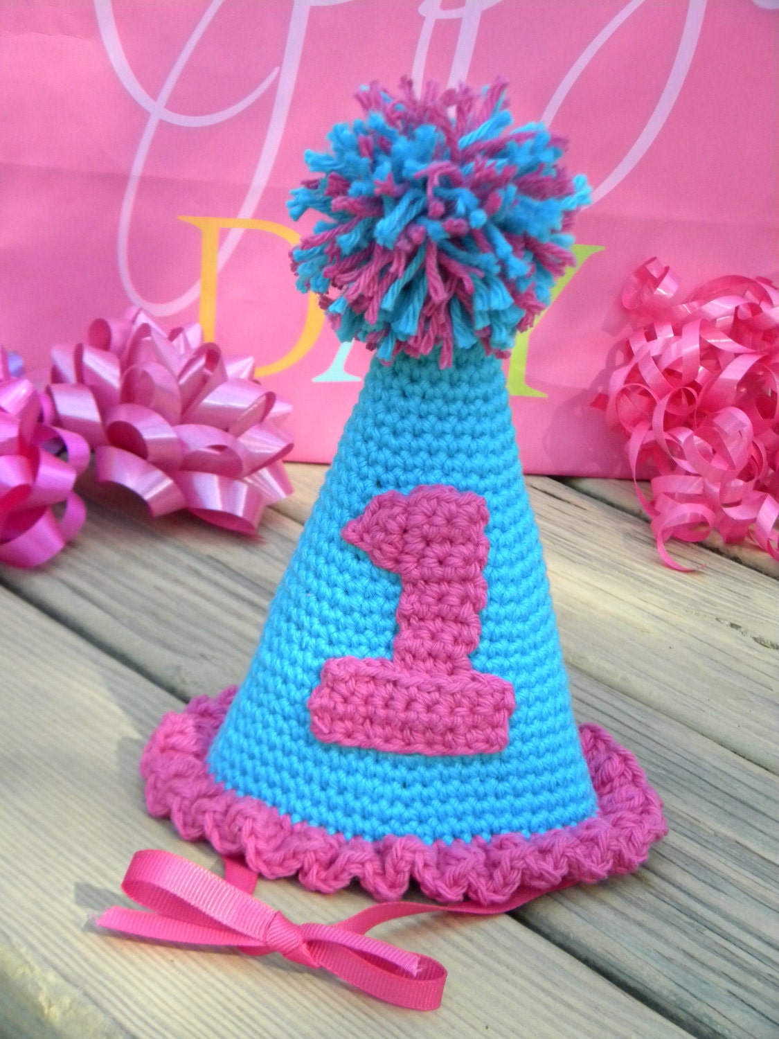 Items similar to Baby Girl's 1st Birthday Crocheted Party Hat on Etsy