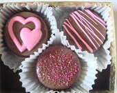 Valentine's Day Love Wedding Bridal Shower Heart Party Favor Box of 3 hand-dipped chocolate covered Oreos