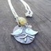 Silver Wire Wrap Sunshine Yellow Chalcedony Bird Birds Crystal Handmade Pendant Necklace Jewelry Bead Beading