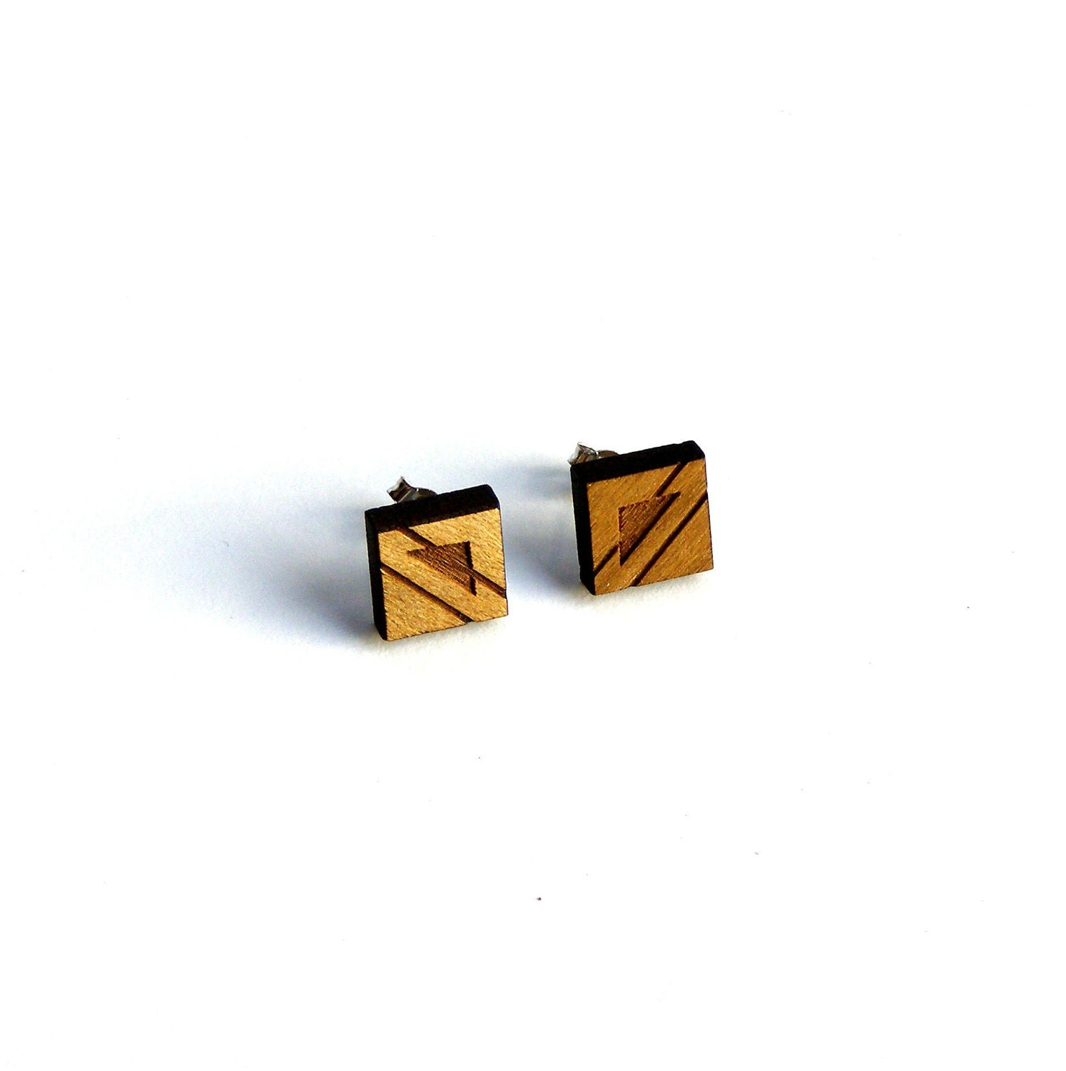 Geometric Triangle Diamond Tallowwood Tribal Native wood earrings studs
