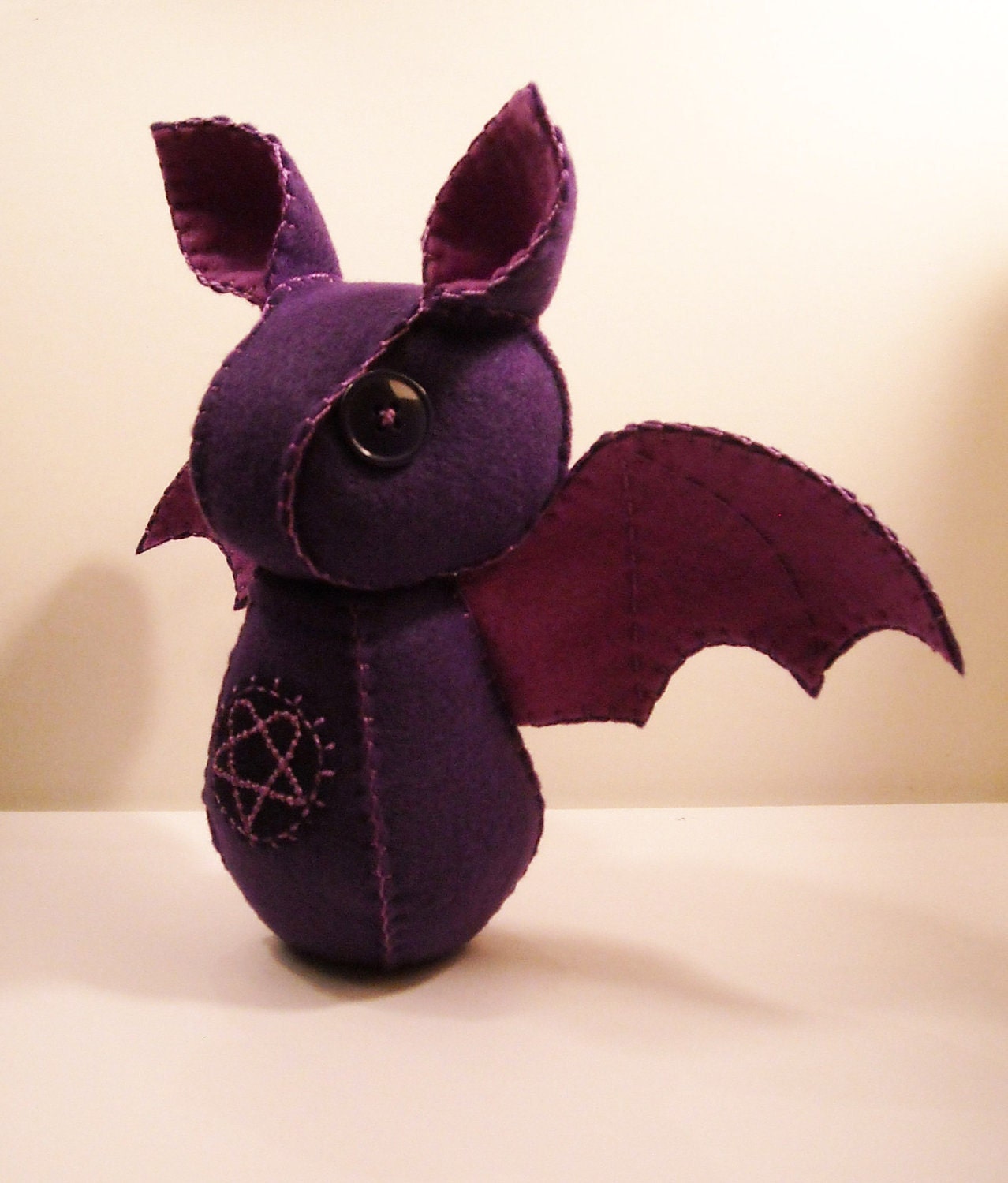 Felt purple Heartagram bat stuffed toy HIM