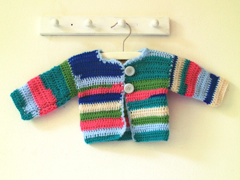 Crocheted striped vest / jacket newborn baby girl