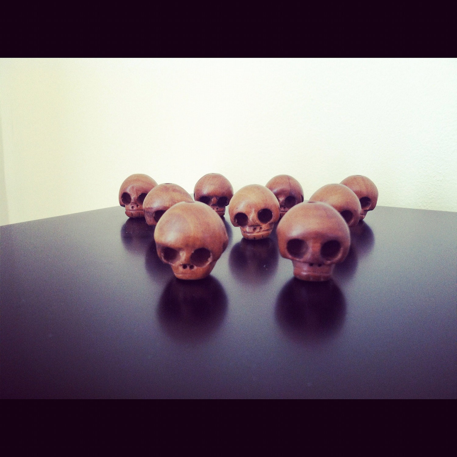 REDUCED PRICE Wooden Skull Beads Jewelry Supply