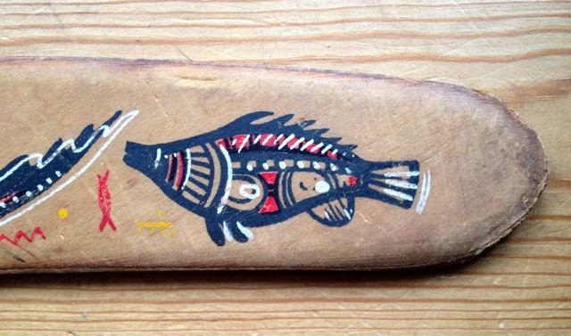 Hand painted vintage Indigenous Australian boomerang