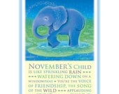 November's Child Print (Elephant)