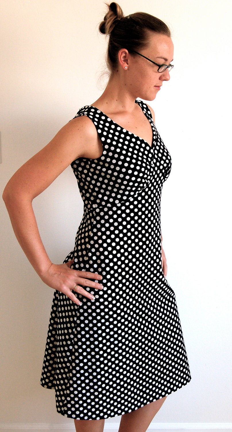 Vintage Dress - Scandinavian Black Polka Dot Dress