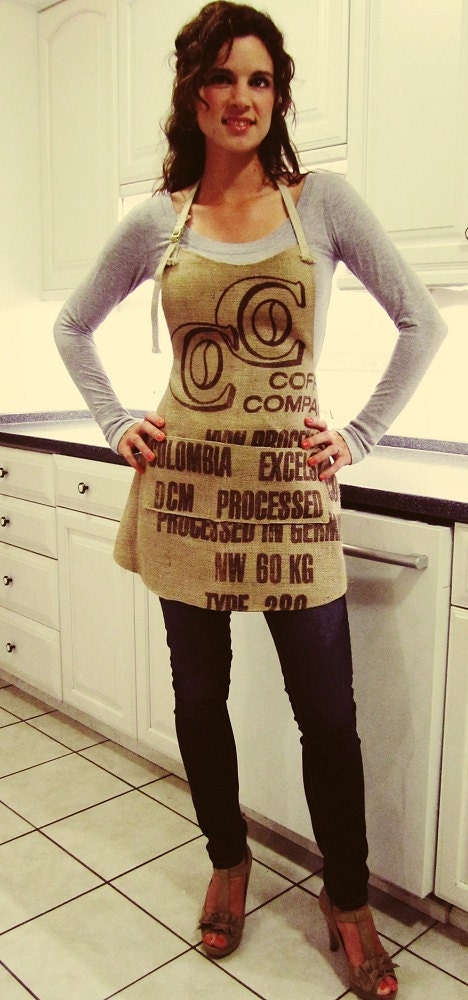 Germany Burlap Coffee Sack Apron with Pockets