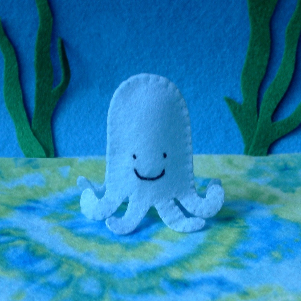 Baby Blue Octopus Finger Puppet - Felt Finger Puppet Octopus - Octopus Puppet - Octopus Toy - Felt Octopus Puppet