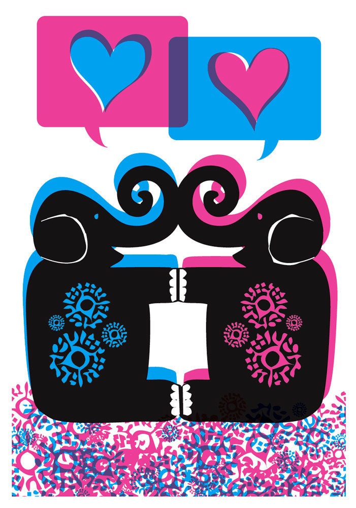 Screenprint Art Print Elephant Art Elephants Never Forget Love Poster