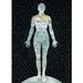 ARCHIVAL PRINT 'The Keeper' / map collage anatomy female figure globe earth arctic black blue thread
