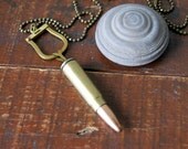 Salvaged Bullet Necklace, vintage bullet, vintage brass horseshoe shaped keyring bail, military, men, unisex