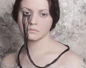 The Strands We Twist - FREE SHIPPING Print Girl Black Pink Cream White Brown Thread String Eye Lashes Lace Classic Vintage Surreal Creepy