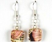 CLEARANCE - Smooth Glass Tile Earrings with Butterfly Motif