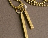 Talisman - industrial Brass Charm Long Necklace on Brass Ball Chain