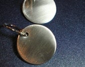 Sterling Silver Disc Earrings - Plain Brushed - Medium - Solid Argentium Sterling